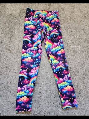 Girls' Rainbow Cloud Print Leggings - Multicolor